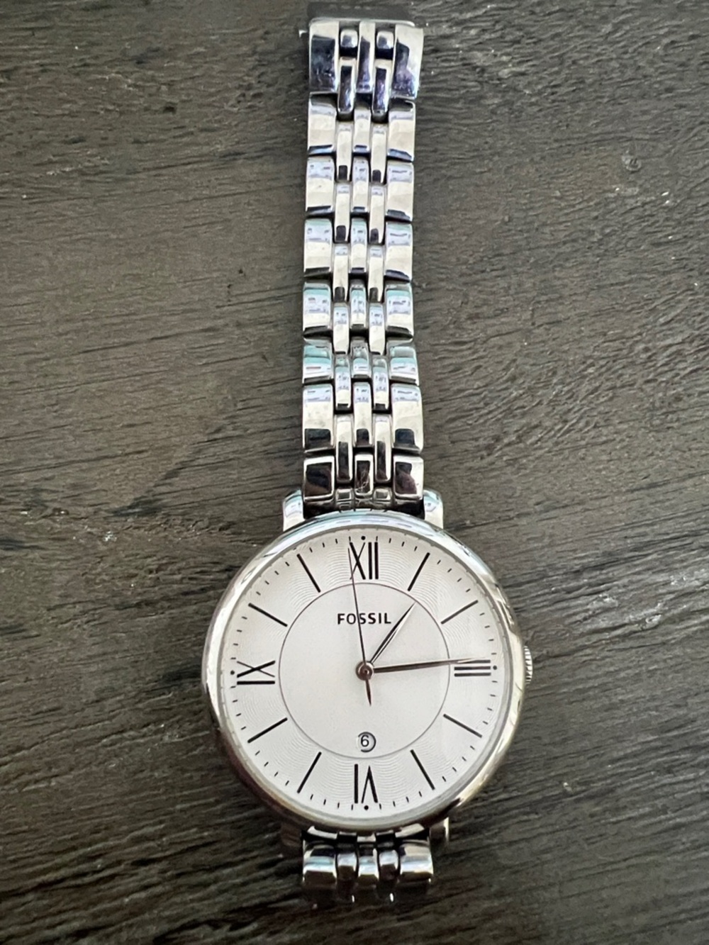 Fossil Silver Stainless Steel Roman Dial Bracelet Watch